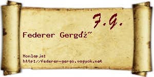 Federer Gergő névjegykártya